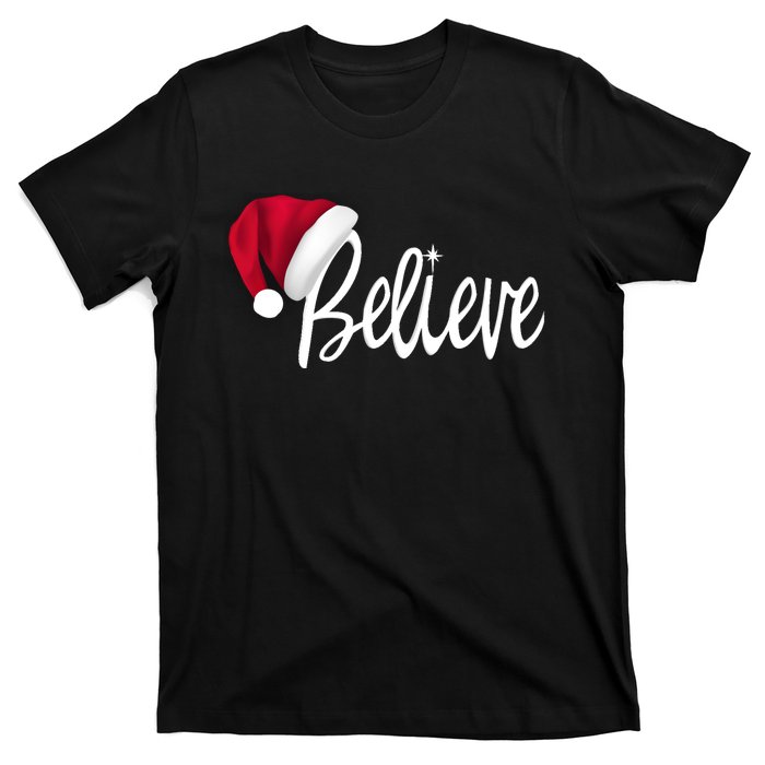 Christmas Long Sleeve TShirt Believe In Santa Claus Shirt T-Shirt