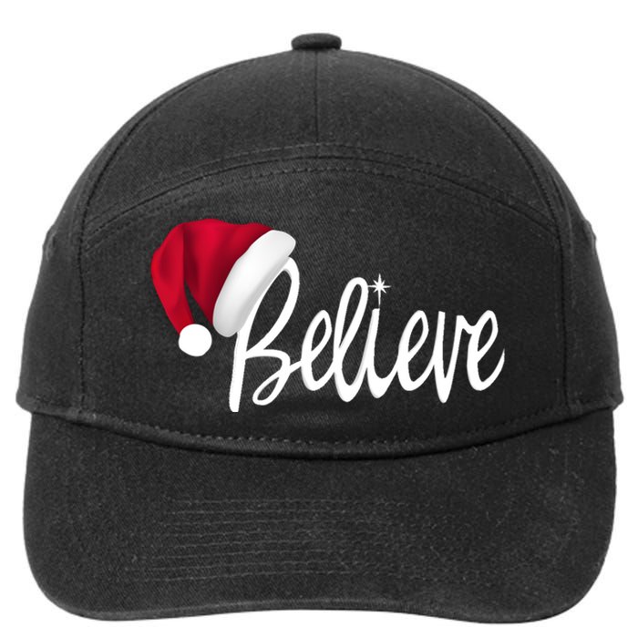 Christmas Long Sleeve TShirt Believe In Santa Claus Shirt 7-Panel Snapback Hat