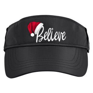 Christmas Long Sleeve TShirt Believe In Santa Claus Shirt Adult Drive Performance Visor