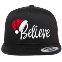 Christmas Long Sleeve TShirt Believe In Santa Claus Shirt Flat Bill Trucker Hat