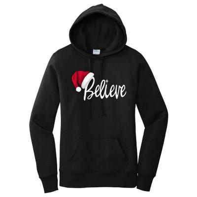 Christmas Long Sleeve TShirt Believe In Santa Claus Shirt Women's Pullover Hoodie