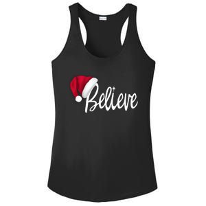 Christmas Long Sleeve TShirt Believe In Santa Claus Shirt Ladies PosiCharge Competitor Racerback Tank