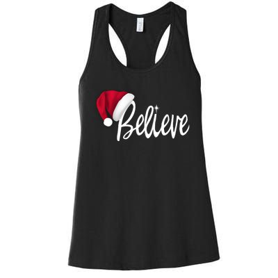 Christmas Long Sleeve TShirt Believe In Santa Claus Shirt Women's Racerback Tank