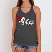 Christmas Long Sleeve TShirt Believe In Santa Claus Shirt Women's Knotted Racerback Tank