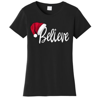 Christmas Long Sleeve TShirt Believe In Santa Claus Shirt Women's T-Shirt