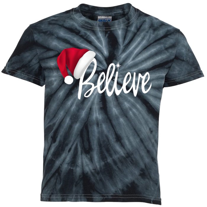 Christmas Long Sleeve TShirt Believe In Santa Claus Shirt Kids Tie-Dye T-Shirt