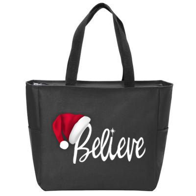 Christmas Long Sleeve TShirt Believe In Santa Claus Shirt Zip Tote Bag