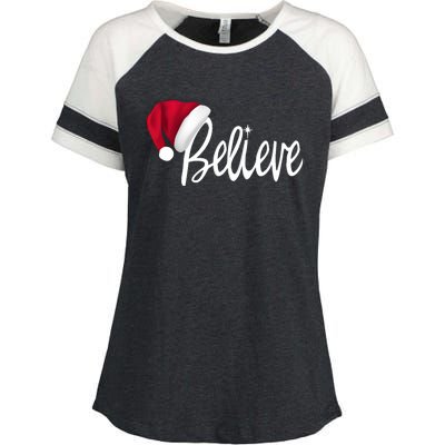 Christmas Long Sleeve TShirt Believe In Santa Claus Shirt Enza Ladies Jersey Colorblock Tee