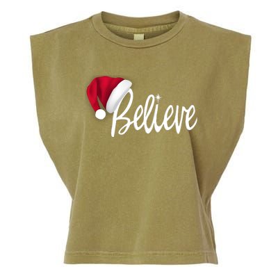 Christmas Long Sleeve TShirt Believe In Santa Claus Shirt Garment-Dyed Women's Muscle Tee