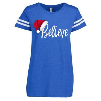 Christmas Long Sleeve TShirt Believe In Santa Claus Shirt Enza Ladies Jersey Football T-Shirt