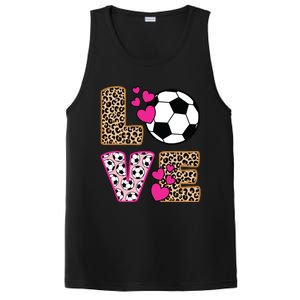 Cute Love Soccer Leopard Print Women Girl Soccer PosiCharge Competitor Tank