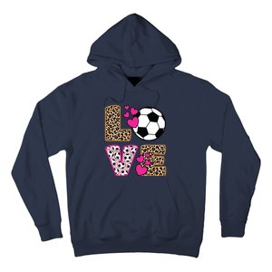 Cute Love Soccer Leopard Print Women Girl Soccer Hoodie