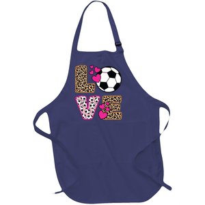 Cute Love Soccer Leopard Print Women Girl Soccer Full-Length Apron With Pockets