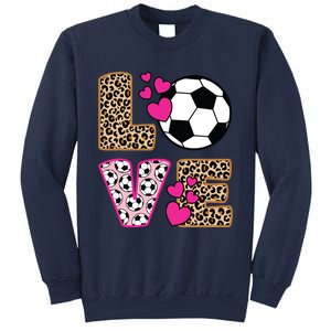 Cute Love Soccer Leopard Print Women Girl Soccer Sweatshirt