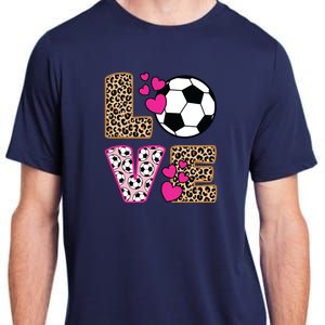 Cute Love Soccer Leopard Print Women Girl Soccer Adult ChromaSoft Performance T-Shirt