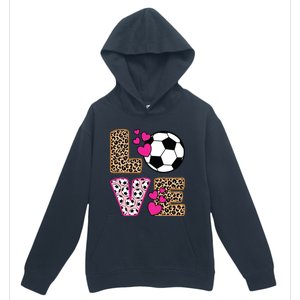 Cute Love Soccer Leopard Print Women Girl Soccer Urban Pullover Hoodie