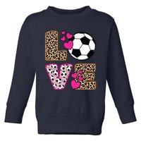 Cute Love Soccer Leopard Print Women Girl Soccer Toddler Sweatshirt