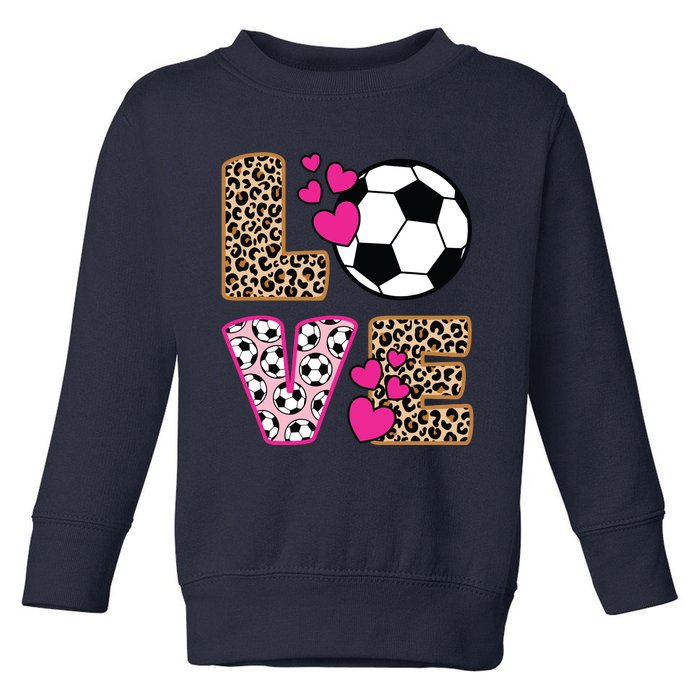 Cute Love Soccer Leopard Print Women Girl Soccer Toddler Sweatshirt