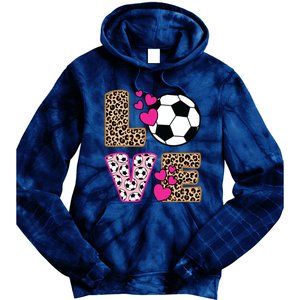 Cute Love Soccer Leopard Print Women Girl Soccer Tie Dye Hoodie