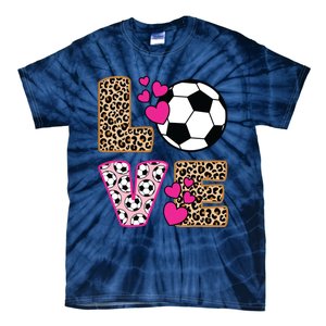 Cute Love Soccer Leopard Print Women Girl Soccer Tie-Dye T-Shirt