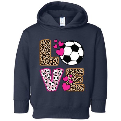 Cute Love Soccer Leopard Print Women Girl Soccer Toddler Hoodie