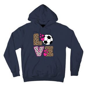 Cute Love Soccer Leopard Print Women Girl Soccer Tall Hoodie