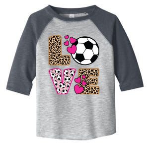 Cute Love Soccer Leopard Print Women Girl Soccer Toddler Fine Jersey T-Shirt