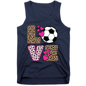 Cute Love Soccer Leopard Print Women Girl Soccer Tank Top