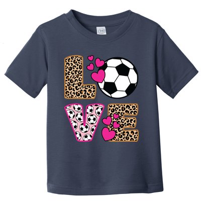 Cute Love Soccer Leopard Print Women Girl Soccer Toddler T-Shirt