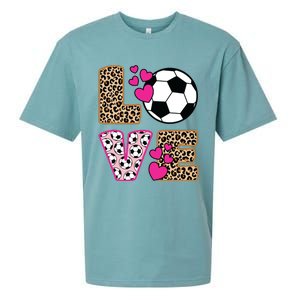 Cute Love Soccer Leopard Print Women Girl Soccer Sueded Cloud Jersey T-Shirt