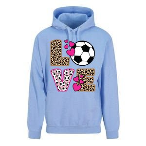 Cute Love Soccer Leopard Print Women Girl Soccer Unisex Surf Hoodie