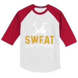 Cycling Lover Sweat Is Just Fat Crying Spinning Cycling Gift Kids Colorblock Raglan Jersey