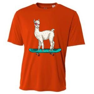 Cute Llama Skating Skater Skateboarding Alpaca Skateboard Great Gift Cooling Performance Crew T-Shirt