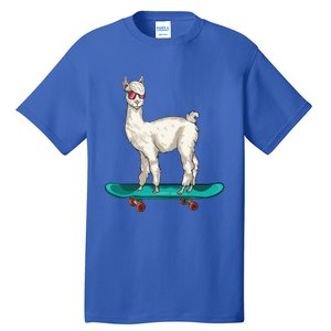 Cute Llama Skating Skater Skateboarding Alpaca Skateboard Great Gift Tall T-Shirt