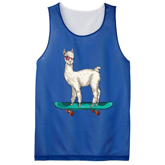 Cute Llama Skating Skater Skateboarding Alpaca Skateboard Great Gift Mesh Reversible Basketball Jersey Tank