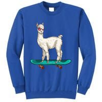 Cute Llama Skating Skater Skateboarding Alpaca Skateboard Great Gift Tall Sweatshirt