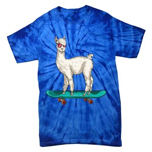 Cute Llama Skating Skater Skateboarding Alpaca Skateboard Great Gift Tie-Dye T-Shirt