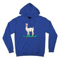 Cute Llama Skating Skater Skateboarding Alpaca Skateboard Great Gift Tall Hoodie