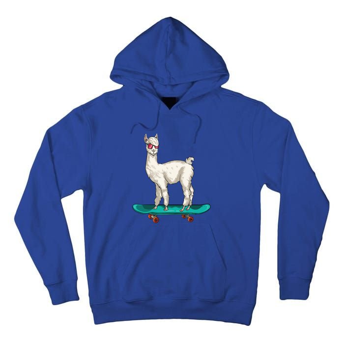 Cute Llama Skating Skater Skateboarding Alpaca Skateboard Great Gift Tall Hoodie