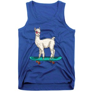 Cute Llama Skating Skater Skateboarding Alpaca Skateboard Great Gift Tank Top