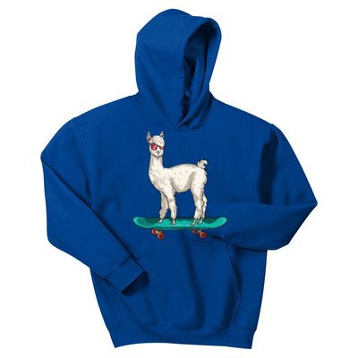 Cute Llama Skating Skater Skateboarding Alpaca Skateboard Great Gift Kids Hoodie