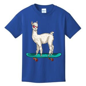 Cute Llama Skating Skater Skateboarding Alpaca Skateboard Great Gift Kids T-Shirt