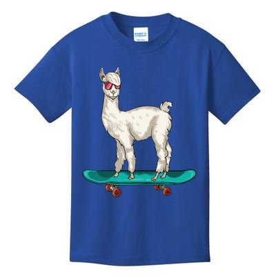 Cute Llama Skating Skater Skateboarding Alpaca Skateboard Great Gift Kids T-Shirt