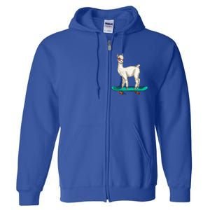 Cute Llama Skating Skater Skateboarding Alpaca Skateboard Great Gift Full Zip Hoodie