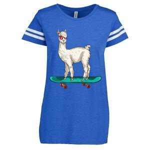 Cute Llama Skating Skater Skateboarding Alpaca Skateboard Great Gift Enza Ladies Jersey Football T-Shirt