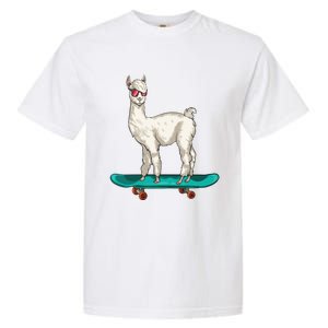 Cute Llama Skating Skater Skateboarding Alpaca Skateboard Great Gift Garment-Dyed Heavyweight T-Shirt