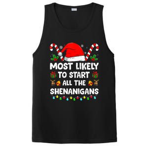 Christmas Likely Start All The Shenanigans Funny Family Xmas PosiCharge Competitor Tank