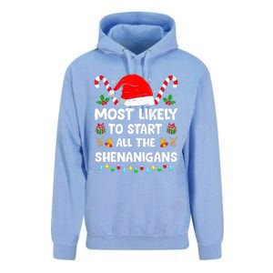 Christmas Likely Start All The Shenanigans Funny Family Xmas Unisex Surf Hoodie