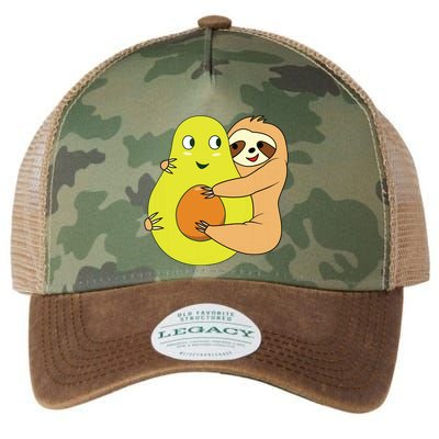 Cute Lazy Sloth Animal Avocado Lover Hugging Legacy Tie Dye Trucker Hat