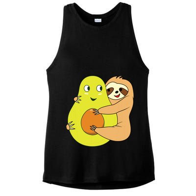 Cute Lazy Sloth Animal Avocado Lover Hugging Ladies PosiCharge Tri-Blend Wicking Tank